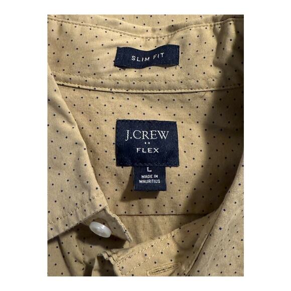 J. Crew Men's Slim Fit Flex Beige Polka Dot Long Sleeve Shirt Size Large - Picture 4 of 7